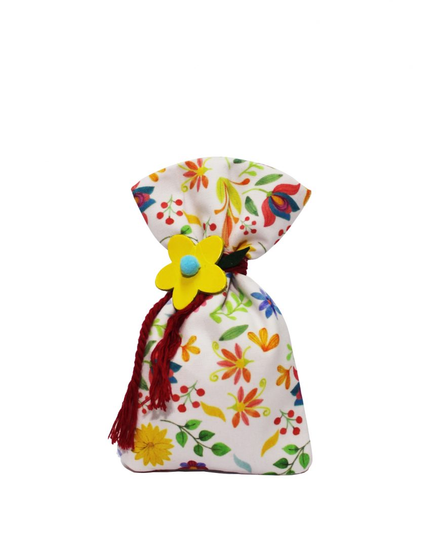 Μπομπονιέρα floral πουγκί